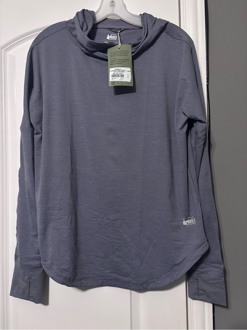 Bluesign appvd REI Co-op Women Sahara Shade Hooded Pullover Slate Heather Large